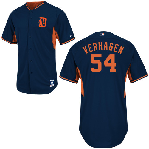 Drew VerHagen #54 MLB Jersey-Detroit Tigers Men's Authentic 2014 Navy Road Cool Base BP Baseball Jersey